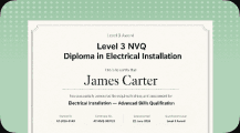 Level 3 NVQ Diploma in Electrical Installation certificate
