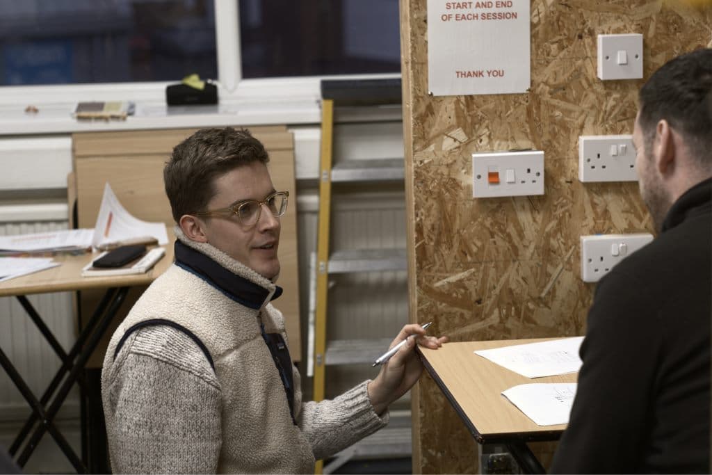 Career support session with a new electrician